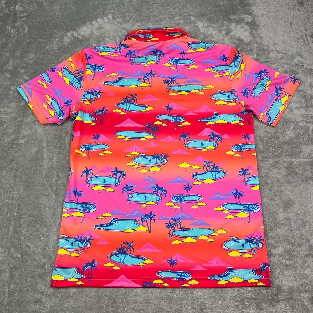 Chubbies‎ Polo Shirt Mens Small Pink Performance Stretch The Offsite '24 NEW NWT - Picture 3 of 10